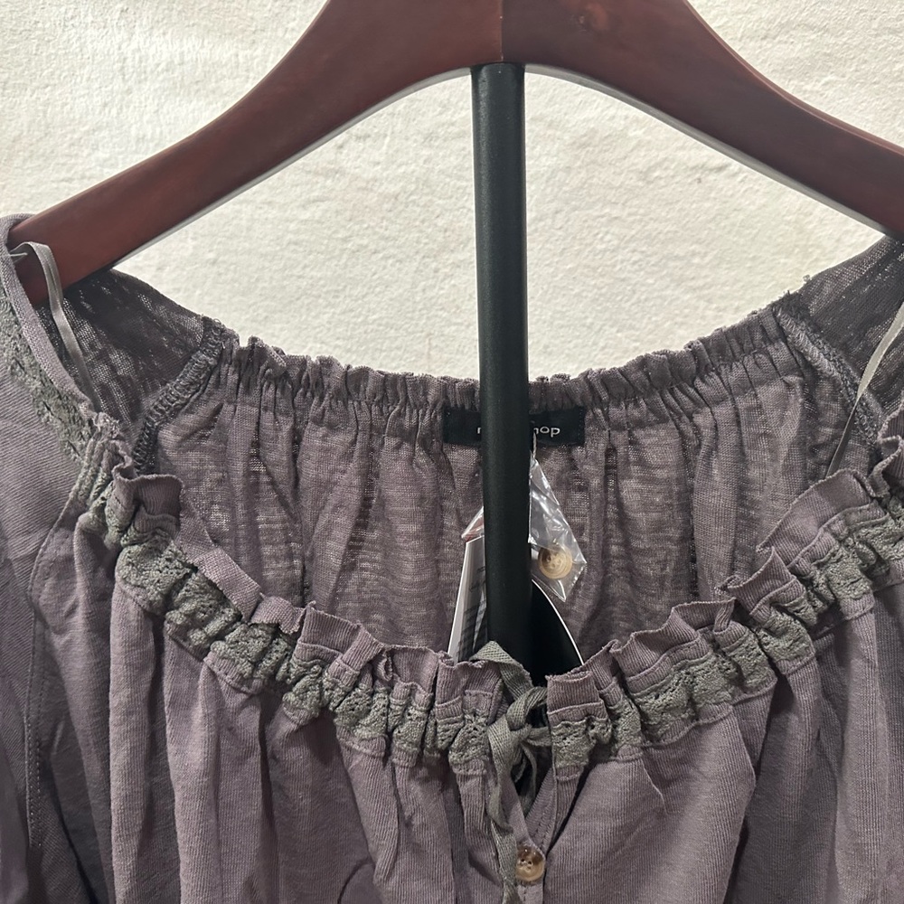 Mittoshop Slate Ruffle Button Blouse - Picture 3 of 10